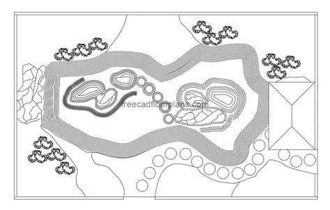 Zen Garden - Free CAD Drawings Minotti Furniture, Pool Houses Plans, House Plans Design, Floor Plans House, One Storey House, Swimming Pool House, Courtyard House Plans, 2 Bedroom House Plans, House Plans 3 Bedroom