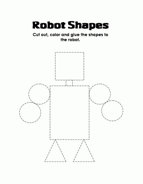 Robot Shapes Coloring Pages Robot Shapes Preschool, Shape Robots Preschool, Robot Theme Preschool Activities, Robot Templates Free Printable, Robot Template, Shape Robot, Robot Printable, Robots Preschool, Shapes Coloring Pages