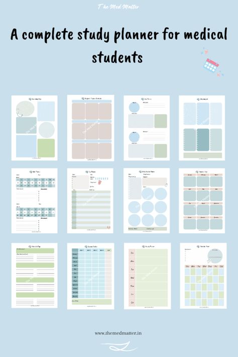 The All Round Digital Planner for MBBS Medical Students - The Med Matter | Printable Planner by  Jacqueline Crawford Medical Student Planner, Homeschool Student Planner, Study Planner Printable Free, Student Daily Planner, Study Planner Free, Medical Planner, Exam Planner, Study Medicine, Aesthetic Planner