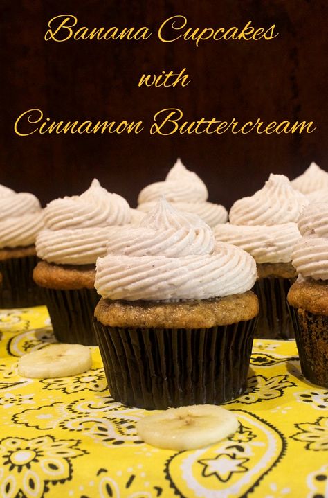 Easy Banana Cupcake Recipe, Banana Nut Cupcakes, Best Banana Cupcake Recipe, Banana Cupcakes With Chocolate Frosting, Banana Cupcakes With Cinnamon Frosting, Banana Cupcakes With Cinnamon Buttercream, Banana Cream Cupcakes, My Country Table, Cinnamon Buttercream