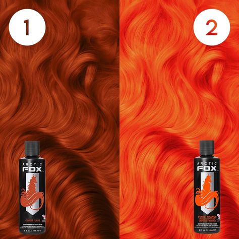 Orange Hair Color Ideas, Arctic Fox Dye, Artic Fox Hair, Orange Hair Color, Orange Hair Dye, Hair For Beginners, Fox Hair Dye, Hair Color Swatches, Auburn Red Hair