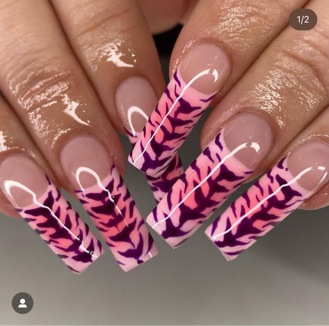 Pink Tiger Nails, Tiger Nails Designs, Tiger Print Nails, Claw Nails Designs, Tiger Nails, Pink Tiger, Ongles Nails, Claw Nails, Print Nails