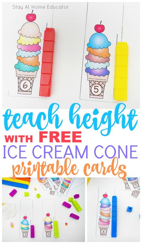 Ice Cream Learning Activities, Summer Treats Preschool Activities, Measurement Activities Preschool, Ice Cream Cone Printable, Measurement Preschool, Boardwalk Theme, Playing Preschool, Printable For Preschool, Summer Learning Activities