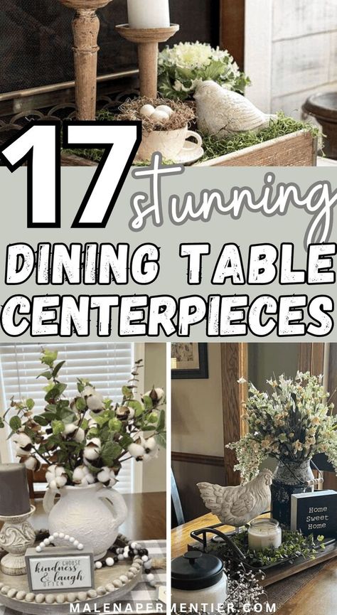 dining table centerpiece ideas - easy and diy Easter Dining Room Table Decor, Dining Table Centerpiece Everyday, Easter Dining Table Decor, Dining Table Centerpiece Ideas, Dining Table Decor Centerpiece, Easter Dining Table, Christmas Dining Table Decorations, Spring Table Centerpieces, Formal Dining Room Table