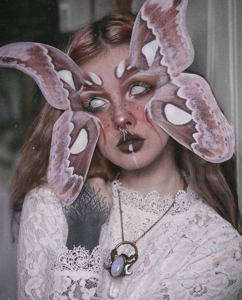 Creature Makeup Looks, Moth Makeup, Creature Makeup, Dark Butterfly, Halloweenský Makeup, Butterfly Makeup, Cool Makeup Looks, Fairy Makeup, Special Effects Makeup