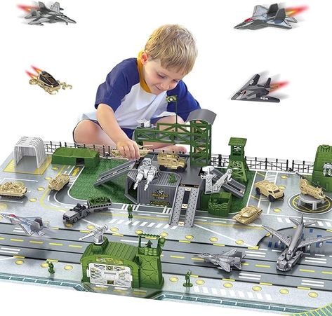 Amazon.com: WASAiKA Military Base Toy Sets, Army Men Action Figures, Airplane Toy, Tank, Helicopter, Vehicles Accessories and Base Play Map, Birthday Gift Toys for Boys : Toys & Games Army Toys, Animal Figurine Toys, Army Men Toys, Toy Tanks, Glamping Resorts, Army Base, Kids Toys For Boys, Indus Valley, Combat Armor