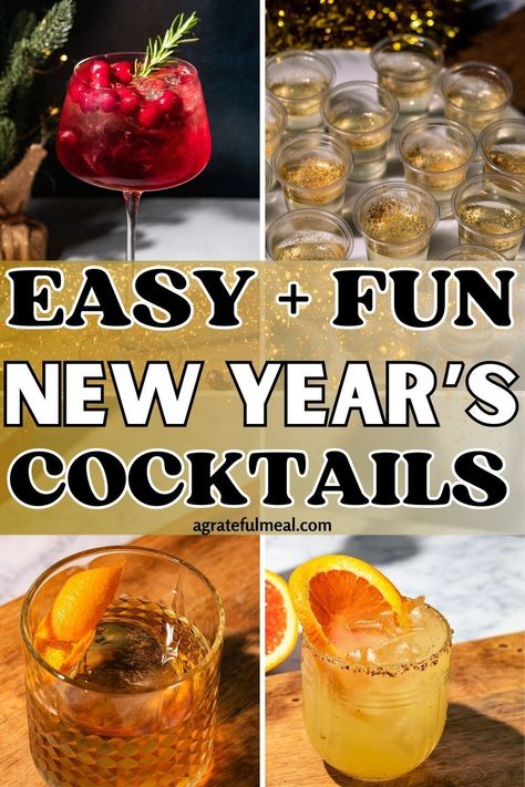 If you're looking for easy cocktails to celebrate New Year's Eve, look no further. This list includes 17 of the best New Year's Eve cocktails including popular champagne cocktails that are easy to make and perfect for ringing in the new year. Whether you prefer sweet or tangy, herbal or fruity drinks, there's a cocktail recipe on this list for everyone. New Year’s Eve Champagne Drink, New Years Mixed Drinks Alcoholic, New Year’s Eve Margaritas, New Years Eve Mimosa, New Year Eve Cocktails Drinks, Nye Drinks Alcohol, New Year’s Eve Punch Alcoholic, New Year’s Eve Drink Pitcher, New Years Eve Big Batch Cocktails