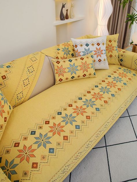 Sofa Cover Designs, Bohemian Sofa, Air Conditioner Cover, Couch Cushion Covers, Chenille Sofa, Boho Geometric, Sofa Cushion Covers, Sofa Cushion, Sofa Cover