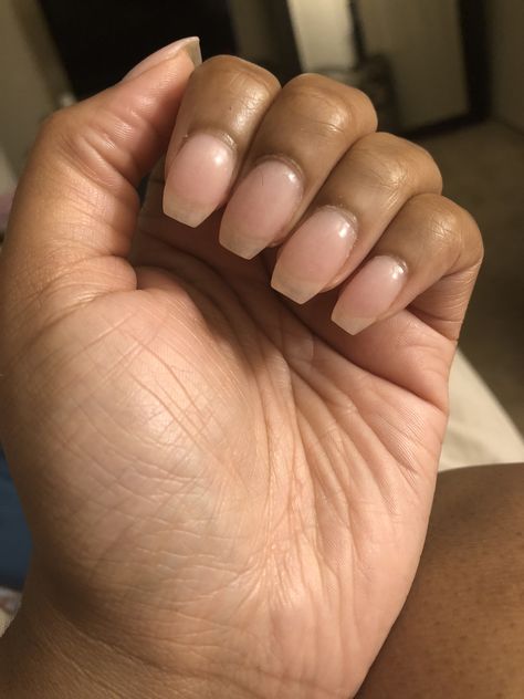 New ballerina/coffin shape. Short  Loving the new shape. Short Nails Long Fingers, Short Curved Nails Coffin, Coffin Deep C Nails Short, Short Acrylic Nails Ballerina Shape, Short Coffin Shape Nails Christmas, Nail Shape Ballerina, Coffin Natural Nails, Balarina Nails Medium, Natural Coffin Shape Nails