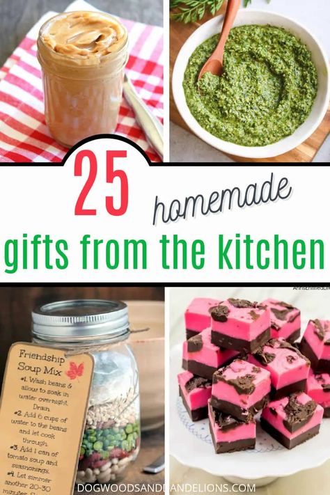 This list of homemade gifts from the kitchen is sure to have something for everyone on your gift list. From sweet treats to healthy soups, you can make a gift that will please anyone. #dogwoodsanddandelions Christmas Gifts From The Kitchen, Easy Homemade Gift Ideas, Diy Kitchen Gifts, Vegan Fudge Recipes, Holiday Recipes Christmas Desserts, Seasoned Nuts, Gifts From The Kitchen, Homemade Gift Ideas, Easy Homemade Gifts