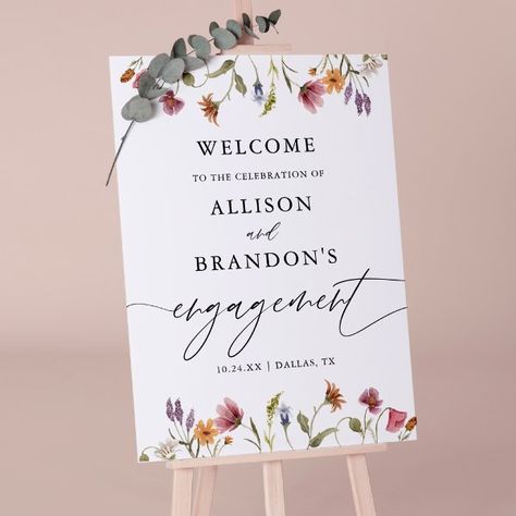 Spring Garden Wildflower Engagement Welcome Sign Welcome Sign Engagement, Engagement Welcome Sign, Engagement Party Welcome Sign, Engagement Party Sign, Decor Engagement, Engagement Decor, Sweet Rain, Engagement Party Decorations, Wedding Posters