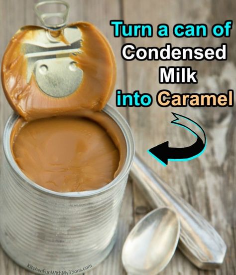 Turn a Can of Sweetened Condensed Milk into Caramel using the Slow Cooker - Just 1 Ingredient! Condensed Milk Into Caramel, Sweetened Condensed Milk Caramel, Condensed Milk Caramel, Caramel From Condensed Milk, Sweetened Condensed Milk Recipes, Sweet Condensed Milk, Bread Pudding With Apples, Slow Cooker Apples, How To Make Caramel