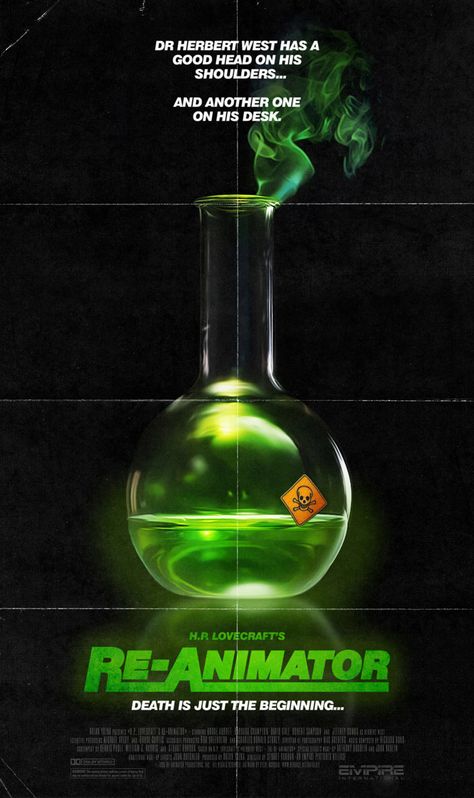 1986 - Re-Animator (1985) Reanimator Movie Poster, Re Animator Poster, Reanimator Poster, Herbert West, Re Animator, Watch The World Burn, Modern Graphic Art, Key Art, Mad Science