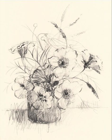 Winter Vase, Contemporary Botanical Art, Floral Art Paintings, Observational Drawing, Flower Art Drawing, Flower Sketches, Floral Drawing, Still Life Drawing, Nature Drawing