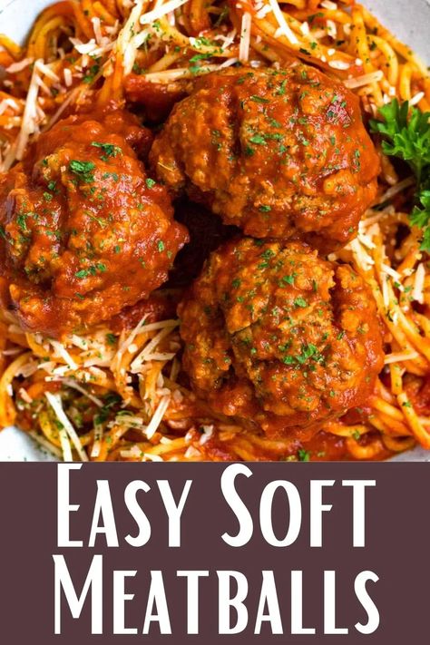 Light And Fluffy Meatballs, Best Beef Meatball Recipe, Moist Meatballs Recipe, Soft Meatballs Recipes, Beef Meatballs For Spaghetti, Fluffy Meatballs, Italian Meatballs Recipe Authentic, Homemade Meatballs For Spaghetti, Cooking Meatballs In Sauce