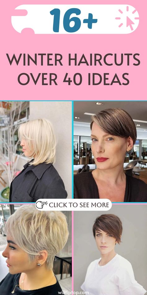 Discover sophisticated winter haircut inspiration for women over 40 looking to refresh their appearance. Whether you prefer elegant shoulder-length waves or edgy asymmetrical bobs, there is a wide array of styles to cater to your preferences and daily routine. Embrace the changing season with a trendy haircut that enhances your radiance and self-assurance. Be encouraged to flaunt a fashionable, contemporary hairstyle that reflects your individuality effortlessly! Get ready to reinvent your look Haircuts Over 40, Winter Haircut, Winter Haircuts, Winter Hairstyle, Chic Bob, Bob Cuts, Elegant Updos, Trendy Short Haircuts, Haircut Inspiration