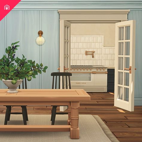 Sims 4 Windows Maxis Match, Windows Sims 4 Cc, Sims 4 Coastal House, Sims 4 Coastal Cc, Sims 4 Windows Cc, Aesthetic Sims, Modern Kitchen Set, Sims 4 Kitchen, Coastal Dining Room