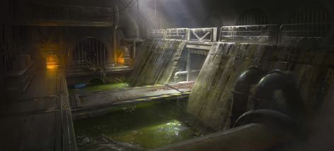 ArtStation - Sewer System, Jordan Grimmer Underground Hideout, Jordan Grimmer, Weyland Yutani, Planet Art, Systems Art, Sewer System, 3d Environment, Sewage System, Futuristic Interior