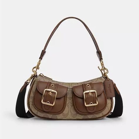 Coach Ashton Baguette In Signature Canvas Ashton Baguette Coach, Coach Ashton Baguette, Dream Bags, Handbag Essentials, Signature Canvas, Vintage Coach, Cute Bags, Lining Fabric, Coach Handbags