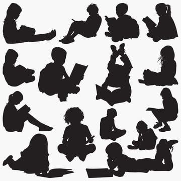 People Sillhoute, Children Silhouettes, Book Silhouette, Shadow Theatre, Kids Silhouette, Kids Reading Books, Children Education, Sunflowers Background, Silhouette People