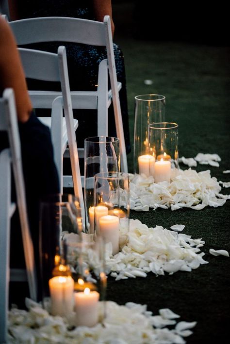 Wedding Decorations Ceremony Outdoor, Outside Ceremony Decorations, Wedding Ceremony Decor Outside, Black Tie Lake Wedding, Lakeside Wedding Flowers, Classy Wedding Ceremony Decor, Indoor Aisle Decor, Aisle Centerpiece Wedding, Wedding Elegant Classy Decoration