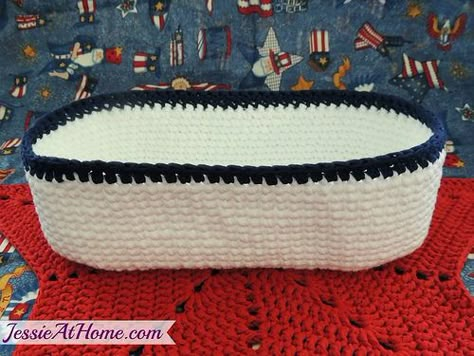 Bread-Basket-Free-Crochet-Pattern-by-Jessie-At-Home Crochet Bread Basket Free Pattern, Crochet Bread, Crochet Bowls, Crocheted Accessories, Crocheted Baskets, Bread Baskets, Just Roll With It, Crochet Basket Pattern Free, Braided Bread