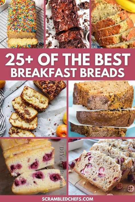 Here are over 25 of the best sweet breakfast bread recipes you will ever try! Tons of fruit, cinnamon, nuts, and more create great flavors! Banana bread, pumpkin bread, apple bread, pear bread, cranberry orange bread, and more! #BreakastBread #BreadRecipes #SweetBreads #BananaBread #AppleBread #CranberryOrange Bread Sweet Recipes, Fun Breads, Fruit Loaf Recipe, Sweet Bread Recipes, Holiday Breads, Fruit Bread Recipes, Pear Bread, Bread Pumpkin, Orange Bread