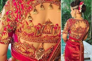 Designer PlanetFashion and Beauty Blog : Designer Planet: Doli Design Blouse Dulhan Blouse Design, Doli Design, Traditional Saree Blouse Designs, Kasula Peru, Saree Bride, Paithani Blouse, Wedding Saree Blouse, Traditional Blouse Designs, Blouse Back