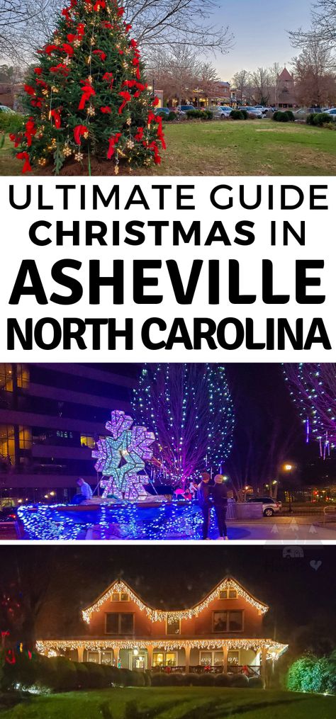 Asheville North Carolina is soooo pretty at Christmas time! Between the Biltmore and the downtown Christmas lights this is one of my favorite Christmas cities!! #OurRoamingHearts #AshevilleNC #NorthCarolina Asheville North Carolina | Asheville Hikes | Asheville Christmas | Asheville with Kids Christmas In North Carolina, Asheville Christmas, Asheville Winter, Nyc Culture, Asheville Hikes, Christmas Trips, Ashville North Carolina, North Carolina Attractions, Christmas Towns