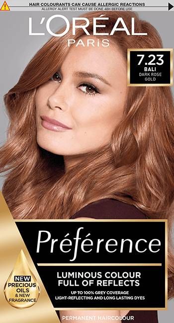 Préférence 7.23 Bali Dark Rose Gold Brown Permanent Hair Dye | Hair Colour | L'Oréal Paris Rose Gold Hair Brunette, Light Auburn Hair, Short Hairstyles Over 50, Mens Hair Colour, Colour Full, Hair Color Formulas, Hair Concerns, Rose Gold Brown, Dye Hair