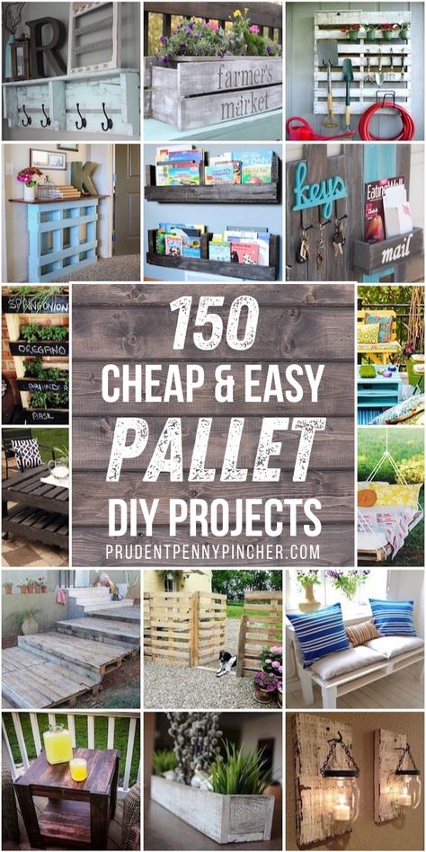 Transform free pallets into creative DIY furniture, home decor, planters and more! There are over 150 easy pallet ideas here to give your home and garden a personal touch. There are both indoor and outdoor DIY pallet projects to choose from. Pallet Diy Projects, Easy Pallet Projects, Diy Pallet Decoration, Outdoor Pallet Projects, Diy Wood Pallet Projects, Pallet Projects Easy, Free Pallets, Pallet Ideas Easy, Pallet Creations