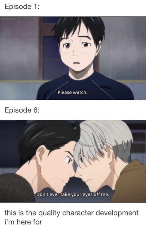 I love this character development || Yuri on Ice ♚ All Out Anime, Yuri On Ice Comic, Katsuki Yuri, Born To Make History, The Ancient Magus Bride, Sports Anime, Yuri On Ice, Character Development, Ice Skating