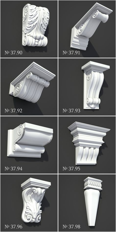 Facade Decor, Gypsum Ceiling Design, Decorative Corbels, House Window Design, Cornice Design, Front Wall Design, Pillar Design, Classic House Exterior, Decorative Brackets