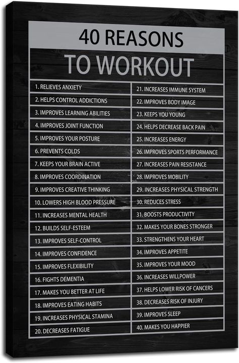 40 Reasons to Workout Motivational Quotes Exercise Canvas Wall Art Inspirational Fitness Poster Print Modern Inspiring Picture Painting Framed Artwork... Reasons To Workout, Workout Motivational Quotes, Mini Gym At Home, Mini Gym At Home Ideas, Quotes Exercise, Artwork For Office, Improve Body Image, Fitness Poster, Mini Gym