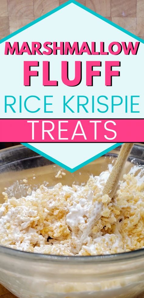 Rice Krispie Treats With Fluff, Make Marshmallow Fluff, Make Rice Crispy Treats, Homemade Rice Krispies, Fluff Recipes, Krispy Treats Recipe, Crispy Treats Recipe, Marshmallow Fluff Recipes, Homemade Rice Krispies Treats