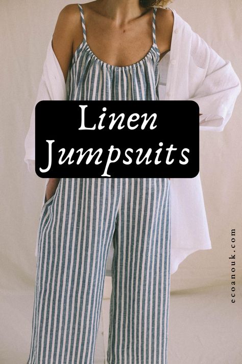 Linen Jumpsuit Outfit Summer, Zero Waste Jumpsuit, Casual Linen Overalls Jumpsuit, Sleeveless Linen Summer Jumpsuit, Linen Jumpsuit Outfit, Jumpsuit Outfit Summer, Linen Clothes Jumpsuits & Rompers, Spring Linen Jumpsuit With V-neck, Oversized Jumpsuit