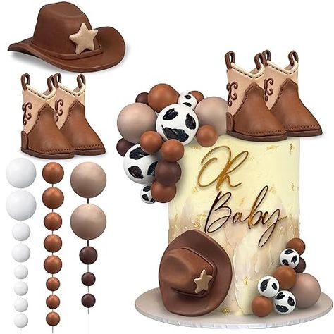 Amazon.com: Cowboy Baby Shower Decorations Brown Little Cowboy Baby Shower Plates Napkins Cups A Little Cowboy is on the Way Decorations for Boys Rodeo Baby Shower Decorations : Home & Kitchen Western Theme Party Favors, Cowboy Hat Cake, Cowboy Boot Cake, Boot Cake, Cowboy Cake, Cowgirl Cakes, Cowboy Cakes, Cowboy Baby Shower, Hat Cake