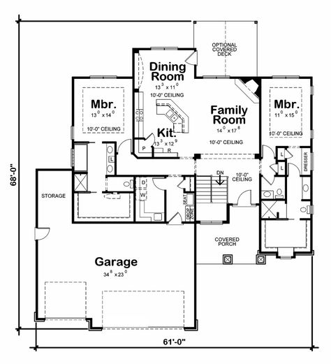 Plan #20-2179 - Houseplans.com Dual Master Suite House Plans, Craftsman Ranch, Monster House Plans, Ranch Style House Plans, Craftsman Style House, Bedroom Floor Plans, Craftsman Style House Plans, Traditional House Plans, Craftsman House Plan