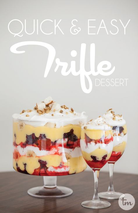 Best Deserts Ever Easy, Trifle Desserts With Jello, Quick And Easy Trifle, Truffle Pudding Desserts, How To Make Trifle Desserts, Trifle Pudding Recipe, Layered Pudding Desserts Cool Whip, Truffle Desserts Layered Easy, Jello Trifle Desserts