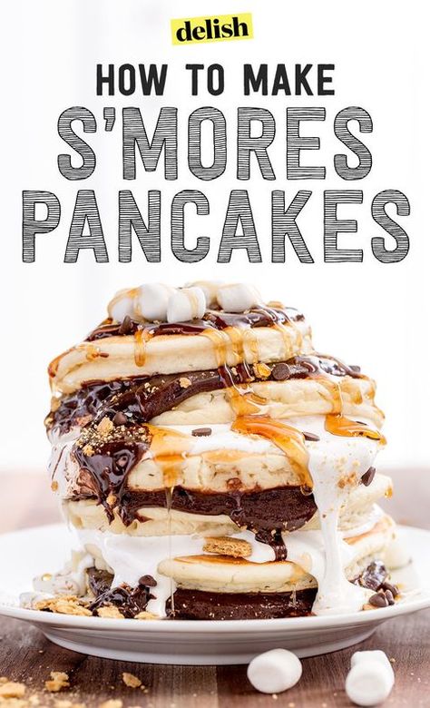 Smores Pancakes, Egg Brunch Recipes, Gourmet Pancakes, Easy Food Recipes, Dessert Waffles, Best Pancake Recipe, Pancakes From Scratch, Homemade Pancakes, Breakfast Pancakes