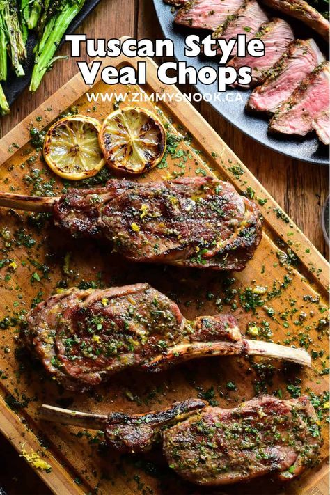 Tuscan Style Veal Chops Grilled Veal Chops Recipes, Veal Chop Recipes Grilled, Air Fryer Veal Chops, Grilled Veal Chops, Veal Shoulder Chop Recipes, Veal Chops Recipes Ovens, Veal Loin Chop Recipes, Veal Chops Recipes, How To Cook Veal