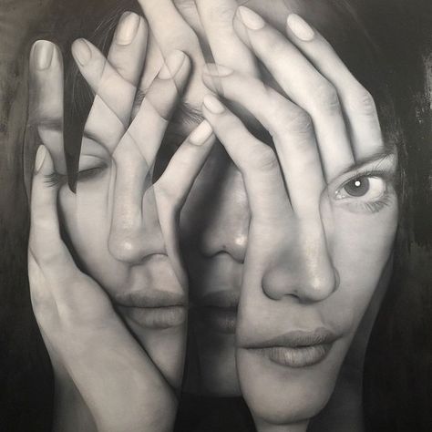 Hyperrealistic “Double Exposure” Paintings Reflect How Social Media Makes Privacy Impossible - My Modern Met Tato Realis, Photography Gcse, Gcse Photography, Double Exposition, A Level Photography, Double Exposure Photography, Reflection Art, Personal Investigation, Alberto Giacometti