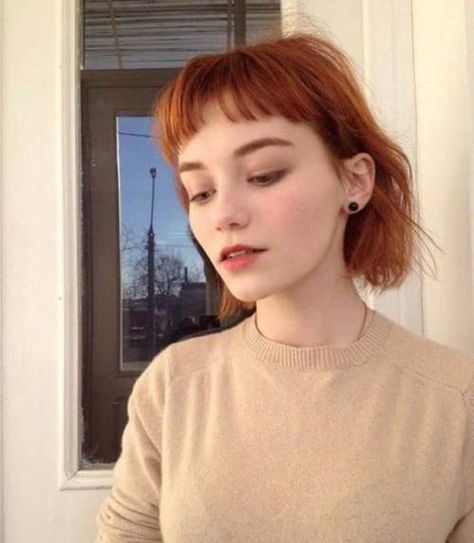 Short Hairstyles Red Hair, Fruity Haircuts, Short Hairstyle Women Round Face Straight Hair, Short Hair Short Bangs, Short Hair With Short Bangs, Short Bangs Short Hair, Short Red Hair With Bangs, Bob With Micro Bangs, Micro Bangs Short Hair