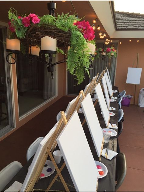 How to Host Your Own Paint and Sip Party! - KeryB.com Sip And Paint Event, Host Book Club, Wine Paint Party, Sip And Paint Ideas, Paint And Sip Ideas, Paint And Sip Party, Wine And Paint Night, Wine And Painting Party, Diy Party Ideas