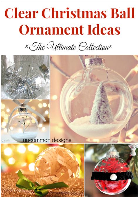 Clear Ball Christmas Ornaments. This collection is incredible and will give you inspiration for creating your own ornaments! Clear Christmas Ball Ornament Ideas, Ornament Ideas, Handmade Christmas Ornaments, Christmas Ball, Christmas Ornaments To Make, Noel Christmas, Holiday Diy, Homemade Christmas, Christmas Deco