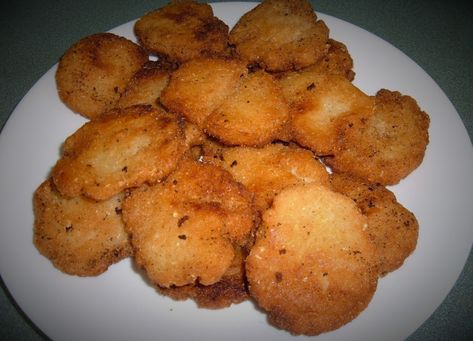 Our son made some of the best fried cornbread I had ever eaten. He used boiling water to mix with the cornmeal. The boiling water causes the starch in the corn to crystallize and the cornbread comes out extra crispy. I just had to try making it myself and it turned out scrumptious. Fried Cornmeal, Cornbread Fritters, Cornmeal Cornbread, Cornmeal Cookies, Yellow Cornbread, Water Cornbread, Southern Foods, Cornmeal Recipes, Fried Cornbread