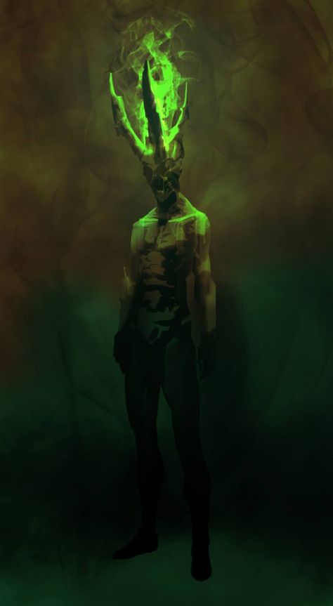 Horned green fire demon Fire Demon Character Design, Green Demon Art, Undead God, Demon Art Dark, Demon Character Design Male, Demon Character Design, Green Demon, Demon Character, Fire Demon