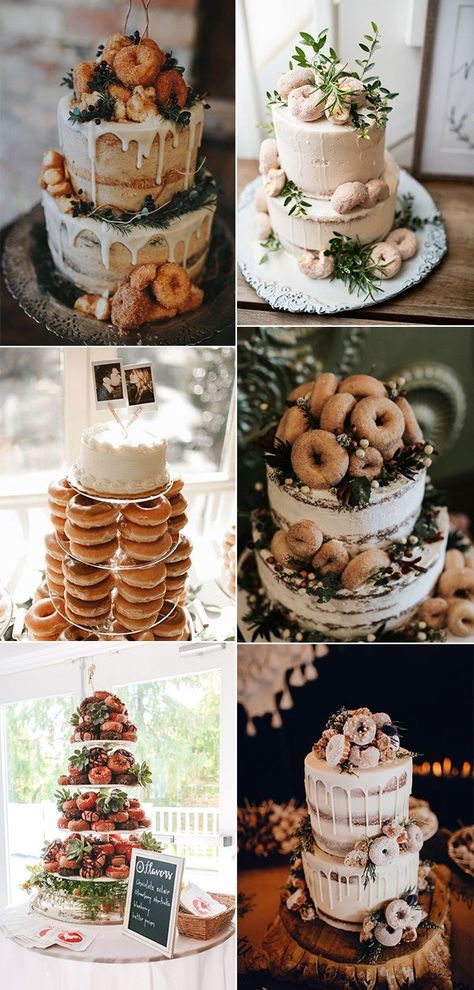 Wedding Cakes With Donuts On Top, Doughnut Tower, Doughnuts Wedding, Wedding Cake Display, Wedding Cake Prices, Spring Wedding Cake, Wedding Donuts, Trending Wedding, Traditional Wedding Cake