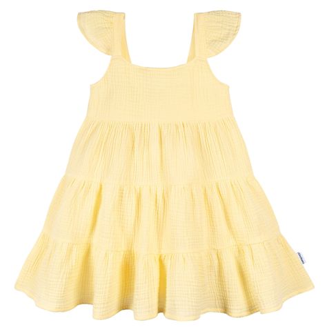 When warmer weather arrives, it's the perfect opportunity to refresh your little one's wardrobe. Look no further than our 100% cotton gauze dress, designed for sensitive skin and ideal for those warm spring and summer days. Your toddler will adore wearing this comfy dress for any adventure that comes her way. Dressing Toddler Summer Clothes, Girls Yellow Dress, Cotton Gauze Dress, Toddler Girl Dress, Baby Size Chart, Comfy Dress, Cotton Sleepwear, Future Mom, Ruffles Fashion