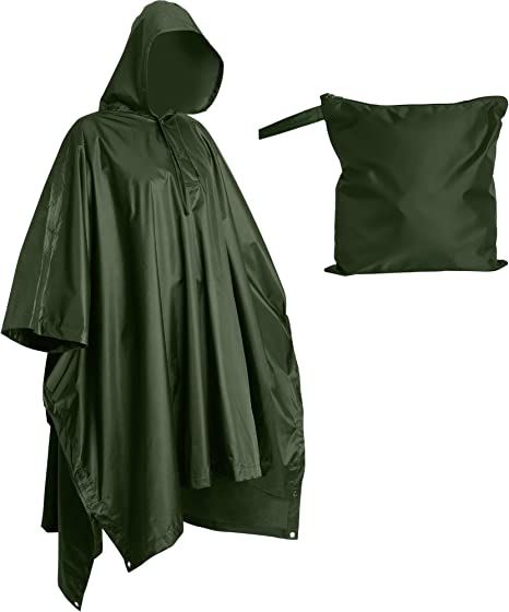 Heavy Duty Rain Poncho for Backpacking, Waterproof Lightweight for Adults, Military, Emergency, Camping, Men, Women Military Poncho, Outdoor Music Festival, Poncho Men, Rain Cape, Outdoor Music, Rain Poncho, Outdoor Backpacks, Camping Blanket, Pvc Coat